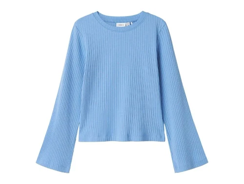 Name It cornflower blå top med trompetærmer